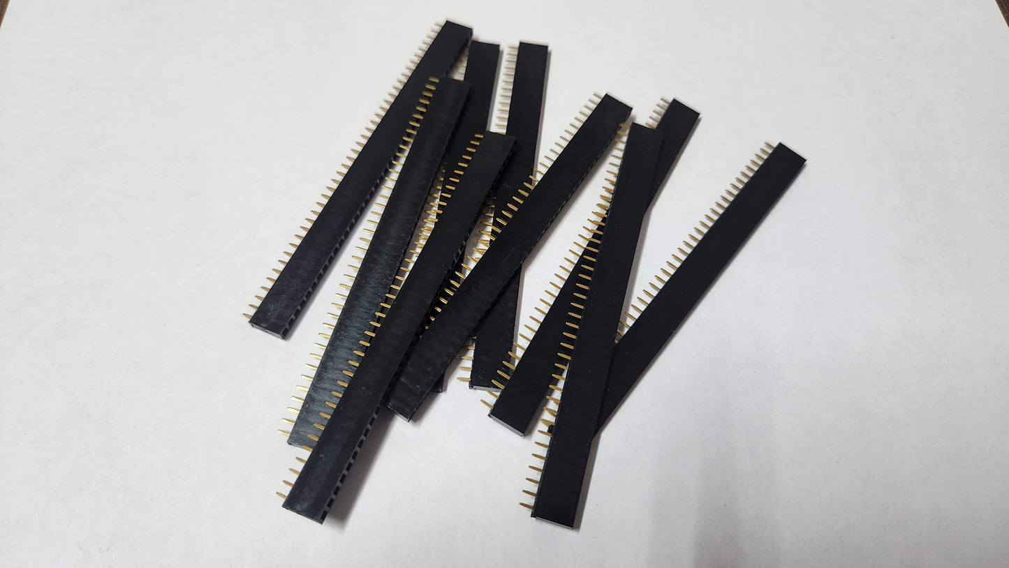 Straight Single Row 40 Pin 0.1 Inch (2.54mm) Brass-Leg Female Header Connector - Pack of 80 pcs