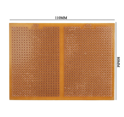 General Purpose PCB Breadboard - FR2 (Set of 20) - 110mm x 80mm & 140mm x 90mm - with Holes